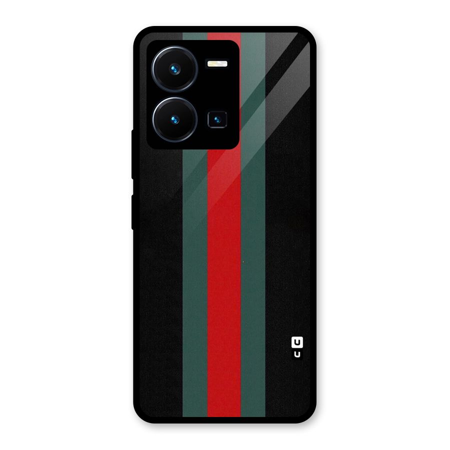 Basic Colored Stripes Glass Back Case for Vivo Y35