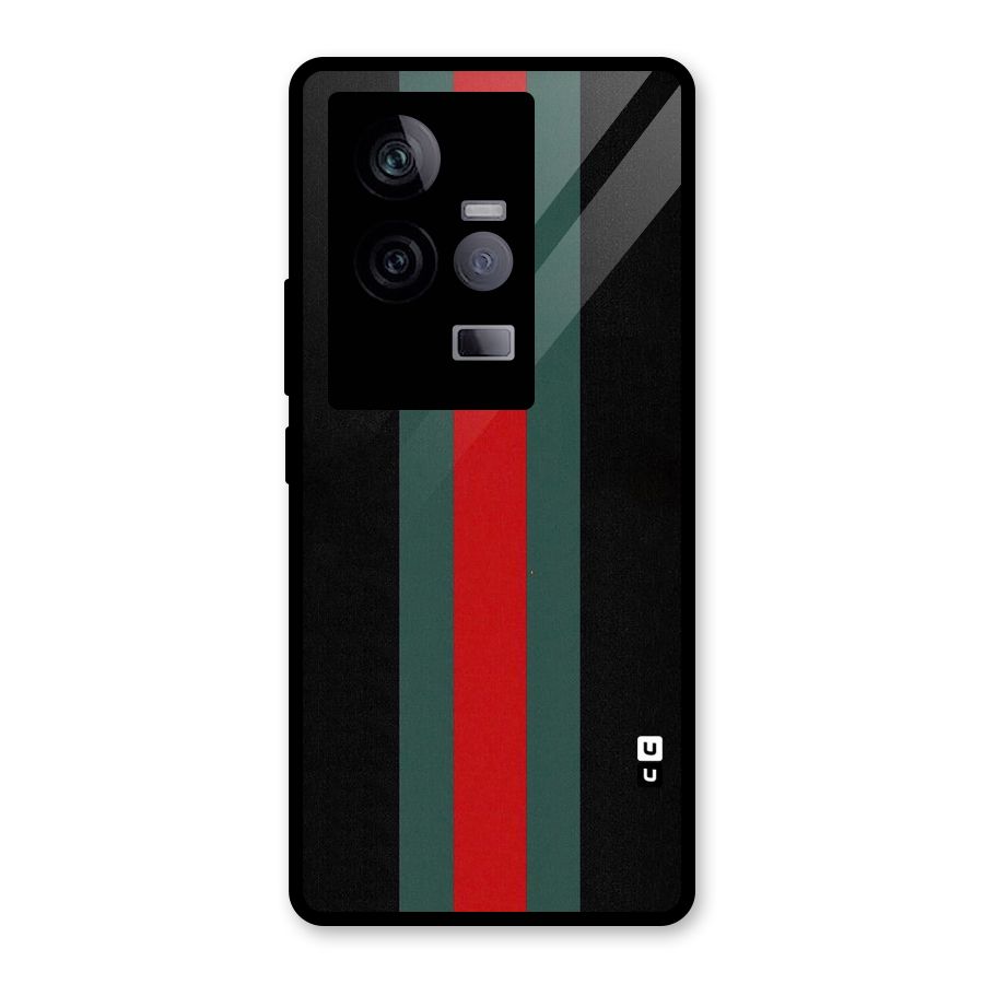 Basic Colored Stripes Glass Back Case for Vivo iQOO 11 5G