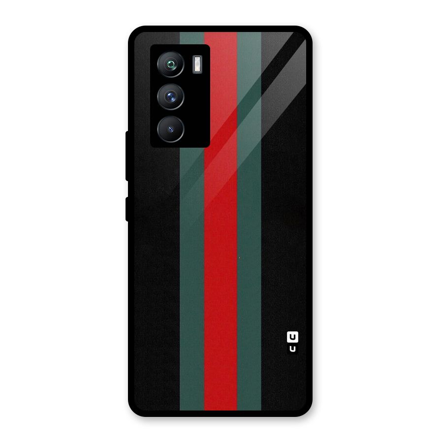 Basic Colored Stripes Glass Back Case for Vivo iQOO 9 SE