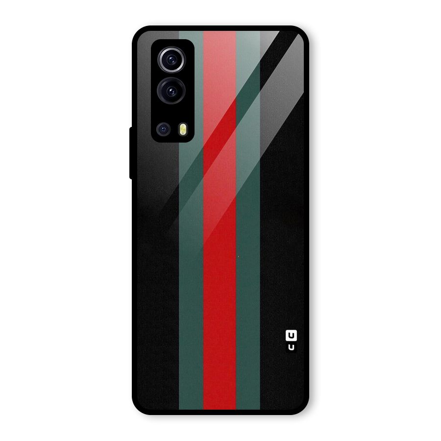 Basic Colored Stripes Glass Back Case for Vivo iQOO Z3