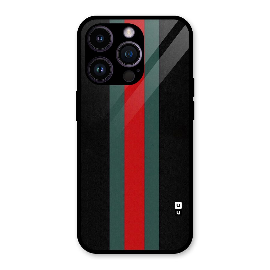 Basic Colored Stripes Glass Back Case for iPhone 14 Pro