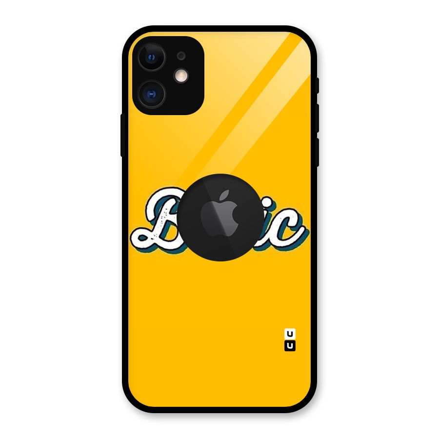 Basic Yellow Glass Back Case for iPhone 11 Logo Cut