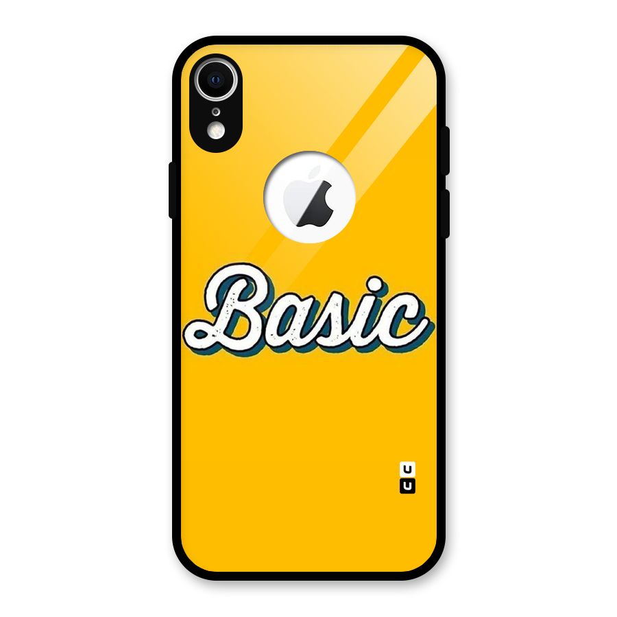 Basic Yellow Glass Back Case for iPhone XR Logo Cut