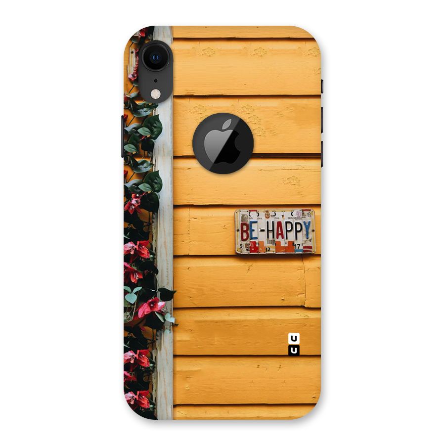 Be Happy Yellow Wall Back Case for iPhone XR Logo Cut