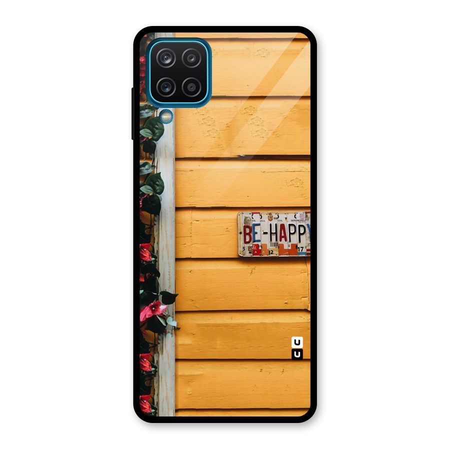Be Happy Yellow Wall Glass Back Case for Galaxy A12