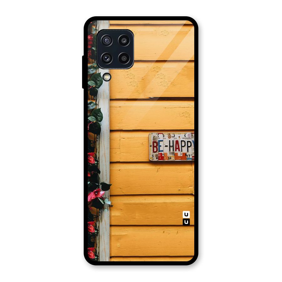 Be Happy Yellow Wall Glass Back Case for Galaxy M32