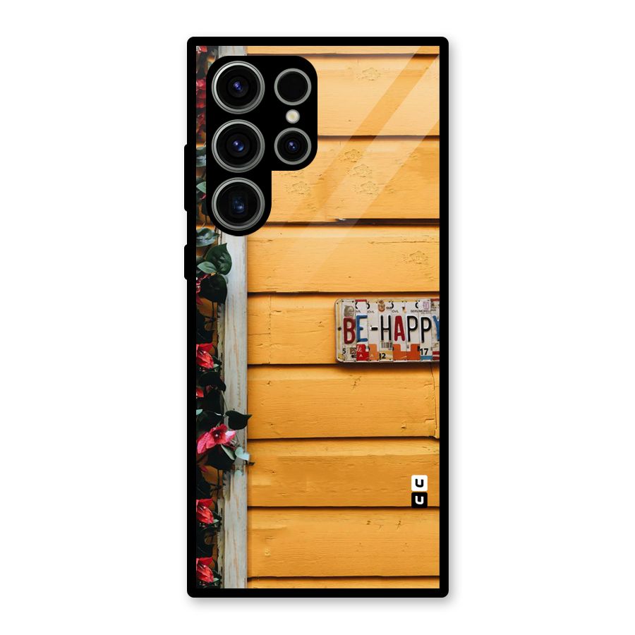 Be Happy Yellow Wall Glass Back Case for Galaxy S23 Ultra