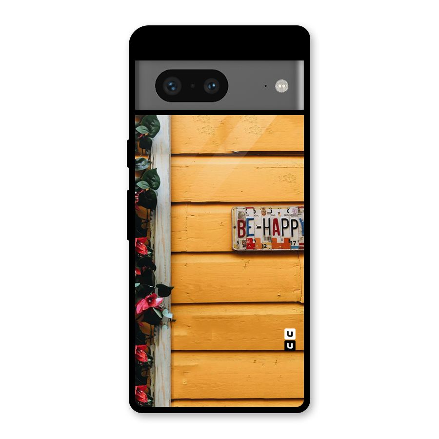 Be Happy Yellow Wall Glass Back Case for Google Pixel 7