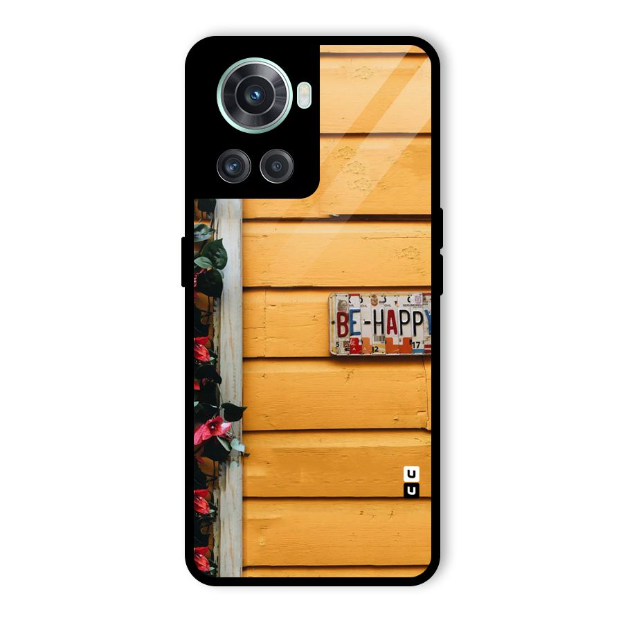 Be Happy Yellow Wall Glass Back Case for OnePlus 10R