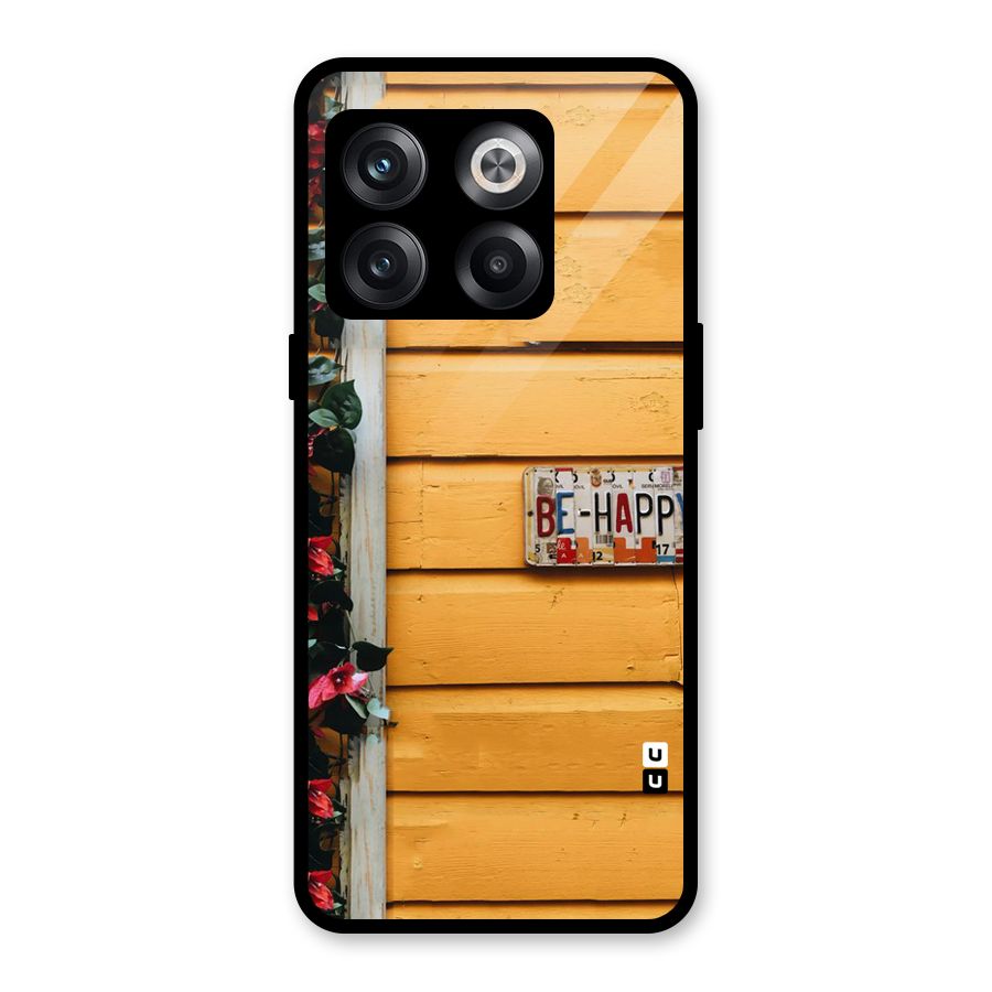 Be Happy Yellow Wall Glass Back Case for OnePlus 10T