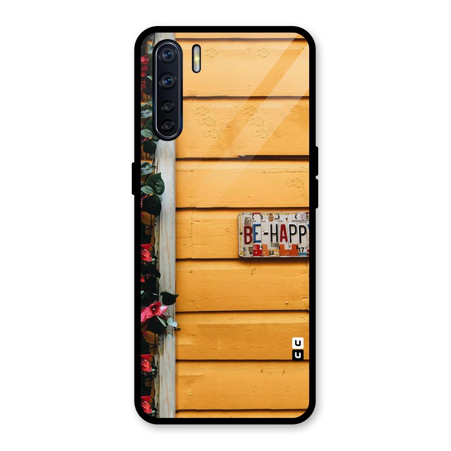 Be Happy Yellow Wall Glass Back Case for Oppo F15