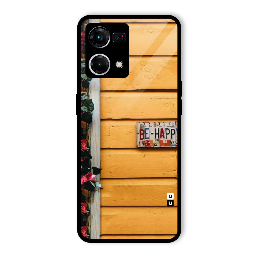 Be Happy Yellow Wall Glass Back Case for Oppo F21s Pro 4G