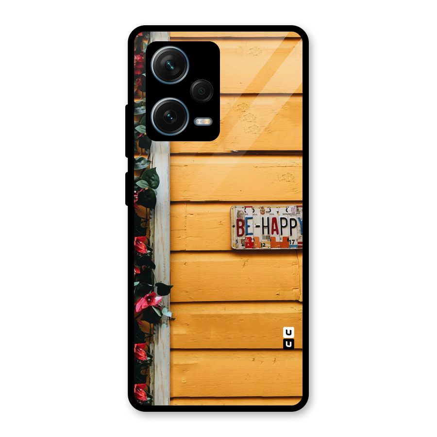 Be Happy Yellow Wall Glass Back Case for Redmi Note 12 Pro Plus 5G