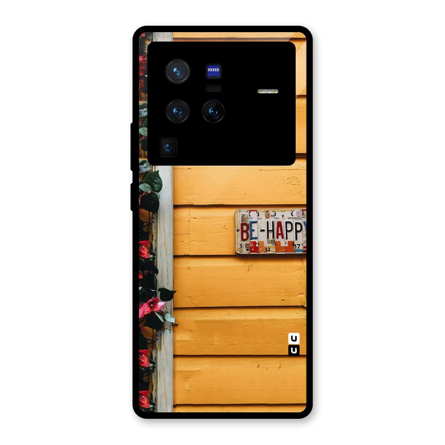 Be Happy Yellow Wall Glass Back Case for Vivo X80 Pro