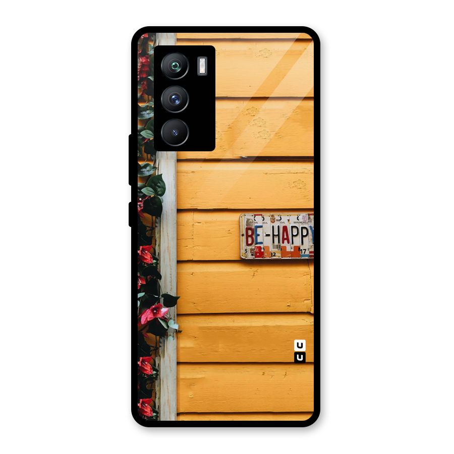 Be Happy Yellow Wall Glass Back Case for Vivo iQOO 9 SE