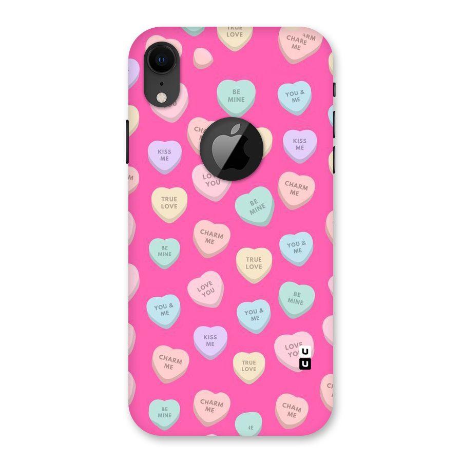 Be Mine Hearts Pattern Back Case for iPhone XR Logo Cut
