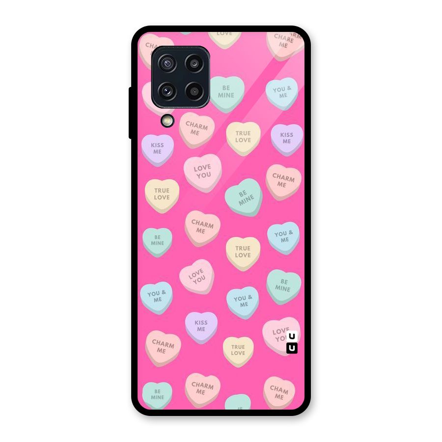 Be Mine Hearts Pattern Glass Back Case for Galaxy M32