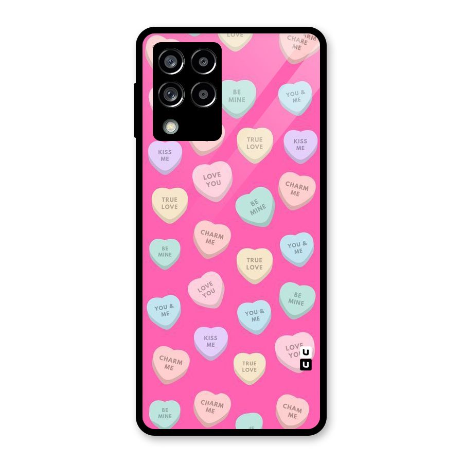 Be Mine Hearts Pattern Glass Back Case for Galaxy M53 5G