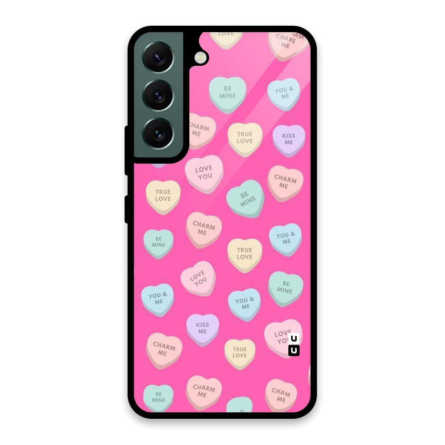 Be Mine Hearts Pattern Glass Back Case for Galaxy S22 5G