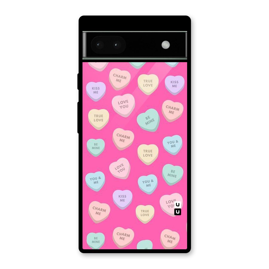 Be Mine Hearts Pattern Glass Back Case for Google Pixel 6a