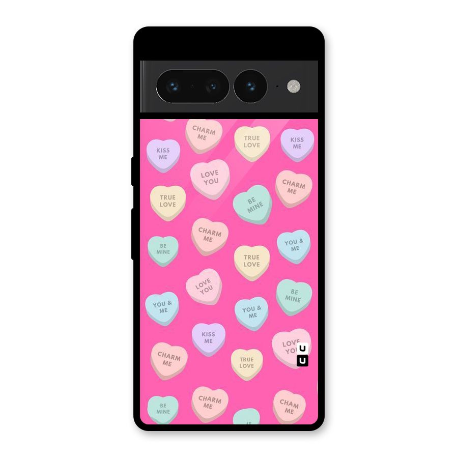 Be Mine Hearts Pattern Glass Back Case for Google Pixel 7 Pro