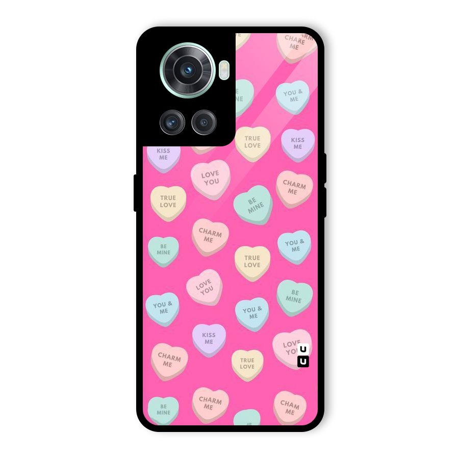 Be Mine Hearts Pattern Glass Back Case for OnePlus 10R