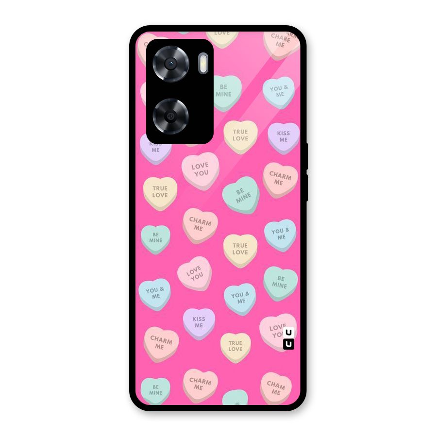 Be Mine Hearts Pattern Glass Back Case for Oppo A57 2022