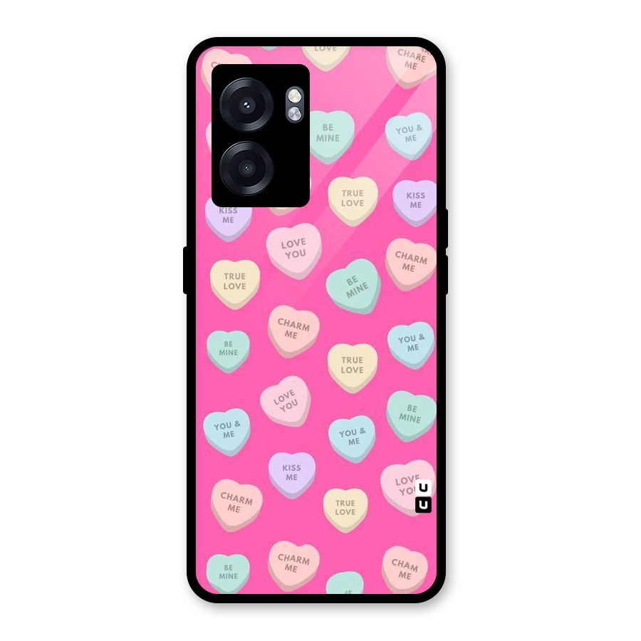 Be Mine Hearts Pattern Glass Back Case for Oppo K10 (5G)