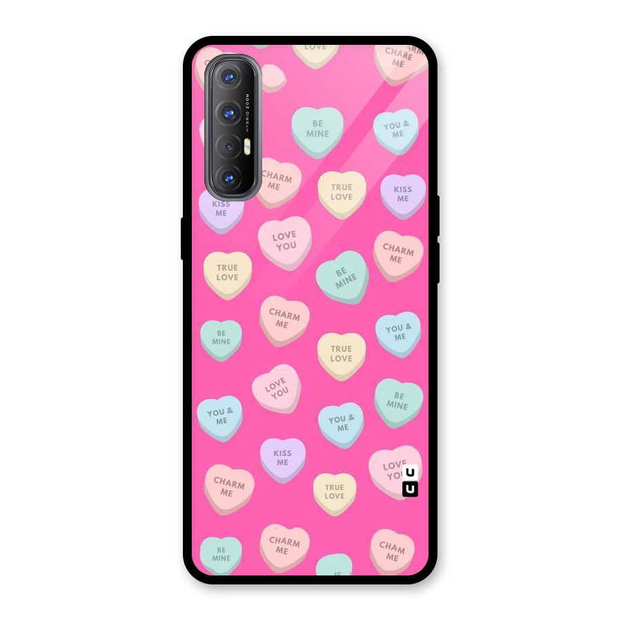 Be Mine Hearts Pattern Glass Back Case for Oppo Reno3 Pro