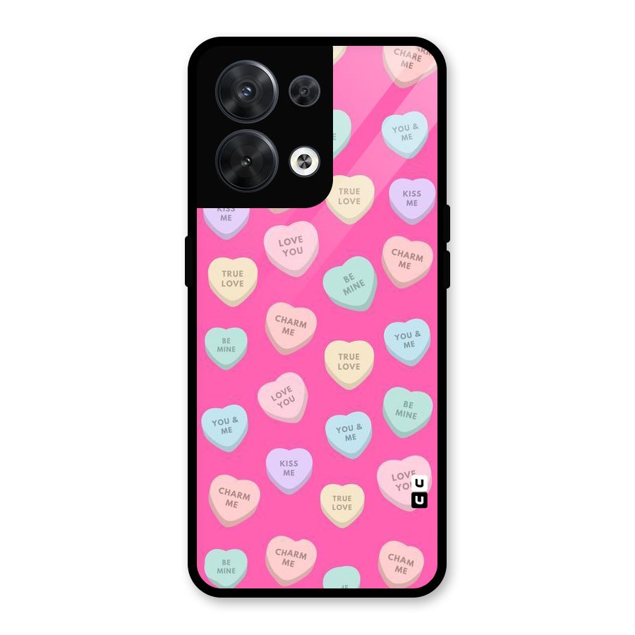 Be Mine Hearts Pattern Glass Back Case for Oppo Reno8 5G