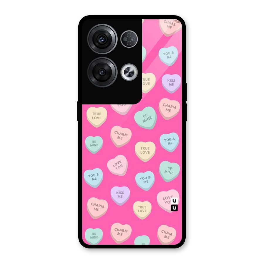 Be Mine Hearts Pattern Glass Back Case for Oppo Reno8 Pro 5G