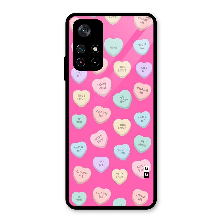 Be Mine Hearts Pattern Glass Back Case for Poco M4 Pro 5G