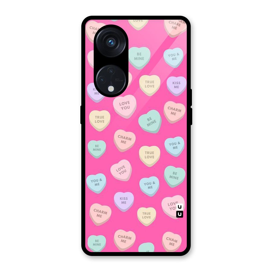 Be Mine Hearts Pattern Glass Back Case for Reno8 T 5G
