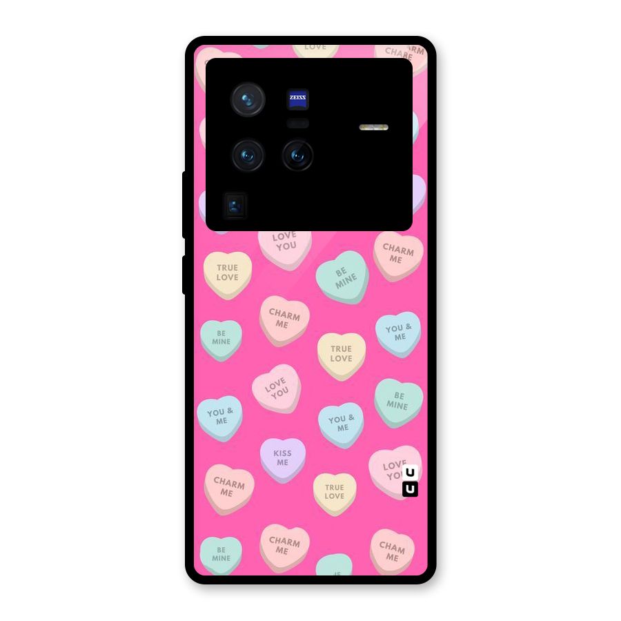 Be Mine Hearts Pattern Glass Back Case for Vivo X80 Pro