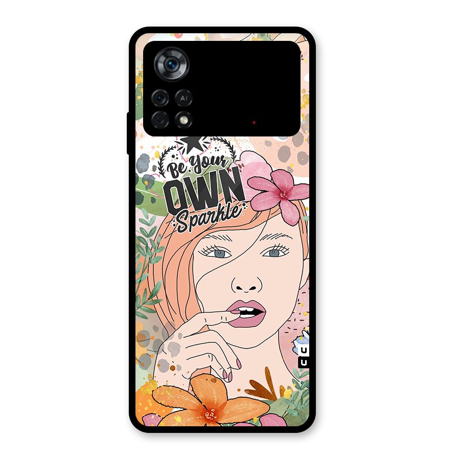 Be Your Own Sparkle Glass Back Case for Poco X4 Pro 5G