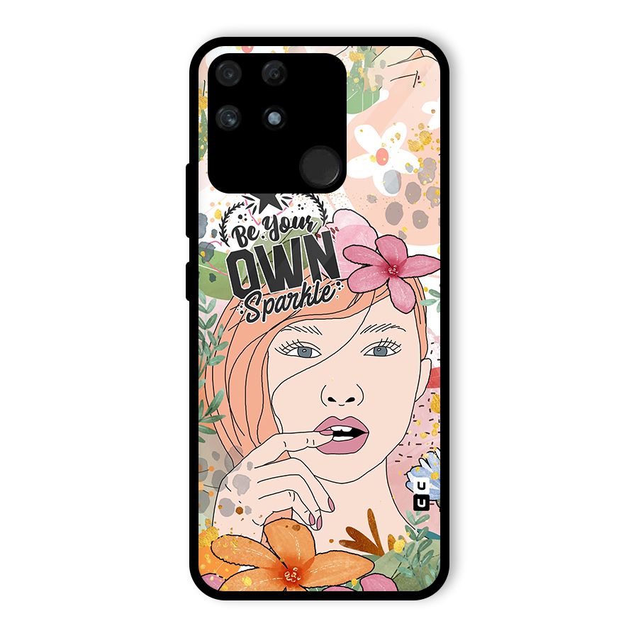 Be Your Own Sparkle Glass Back Case for Realme Narzo 50A