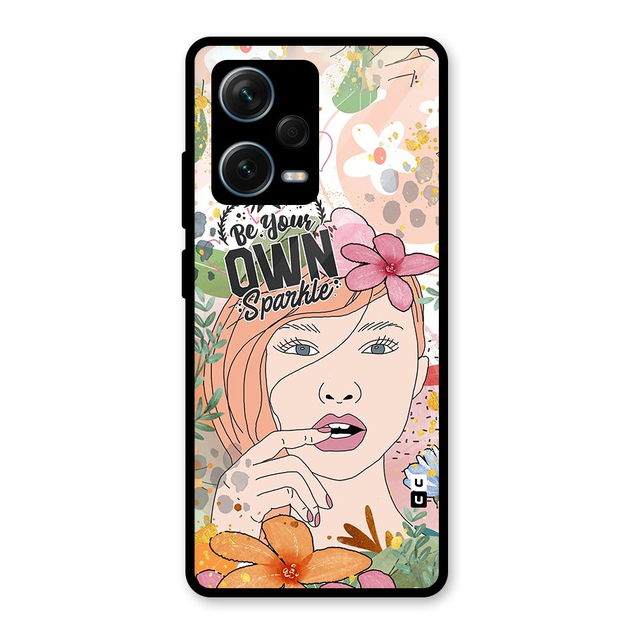 Be Your Own Sparkle Glass Back Case for Redmi Note 12 Pro Plus 5G