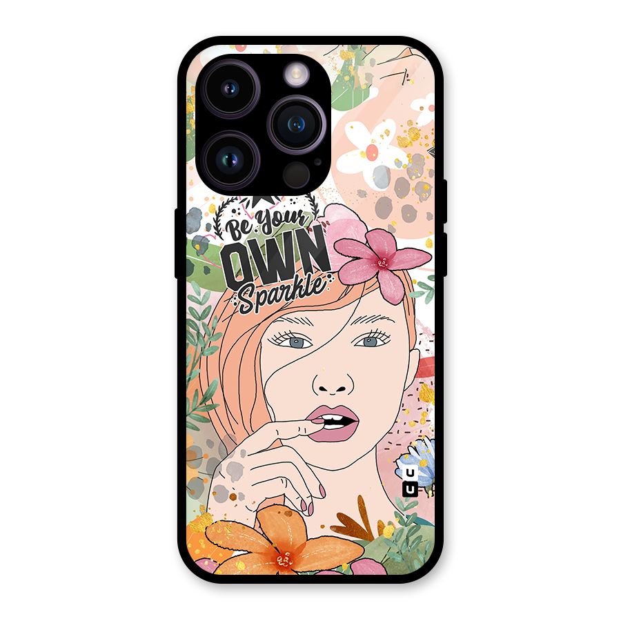 Be Your Own Sparkle Glass Back Case for iPhone 14 Pro