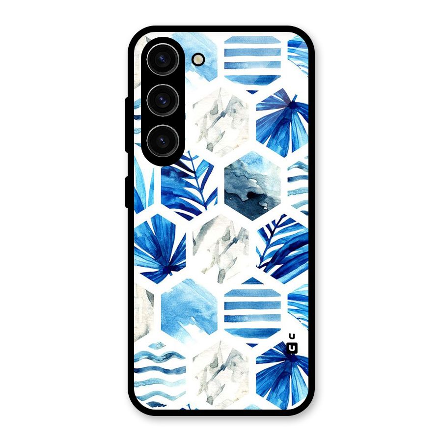 Beach Vibes Pentagon Design Glass Back Case for Galaxy S23