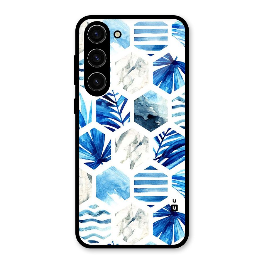 Beach Vibes Pentagon Design Glass Back Case for Galaxy S23 Plus