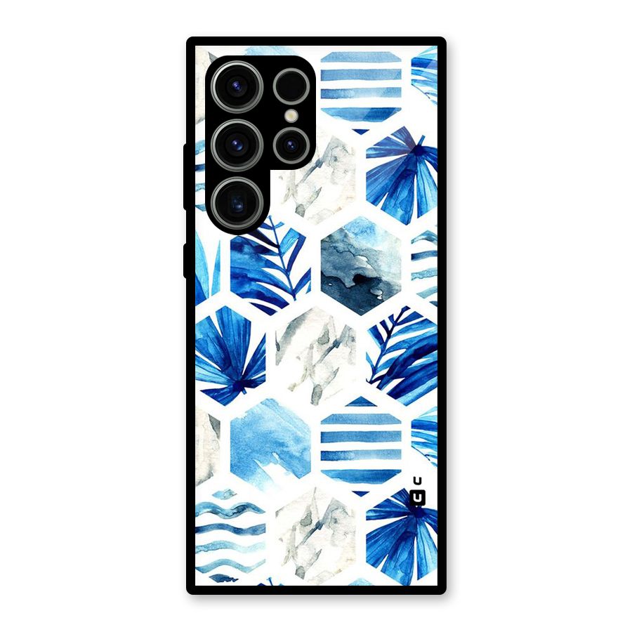 Beach Vibes Pentagon Design Glass Back Case for Galaxy S23 Ultra