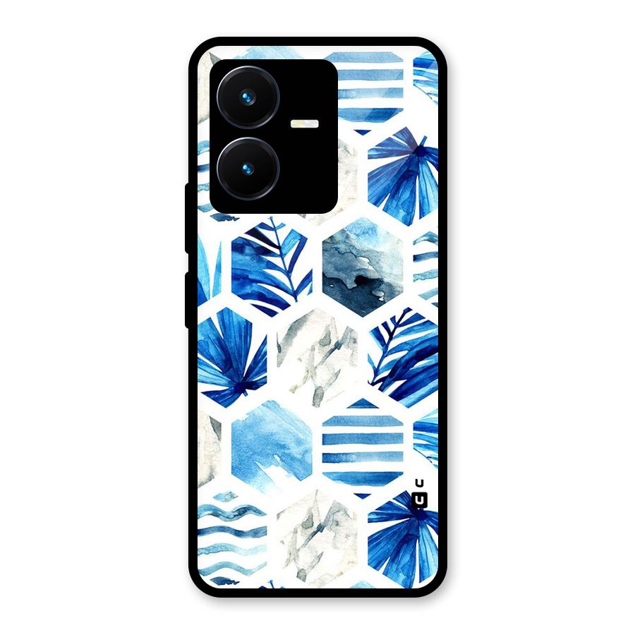Beach Vibes Pentagon Design Glass Back Case for Vivo Y22