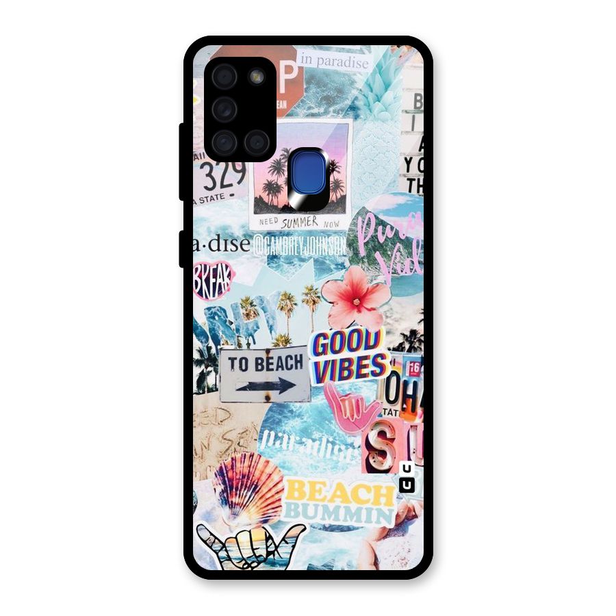 Beaching Life Glass Back Case for Galaxy A21s