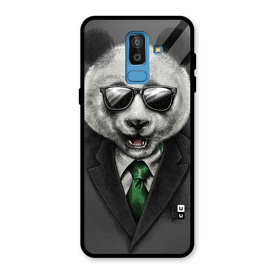 Bear Face Glass Back Case for Galaxy J8
