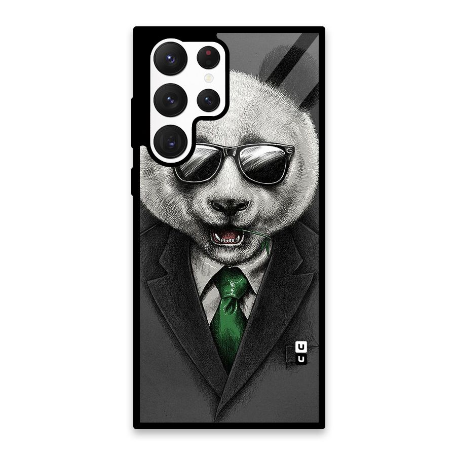 Bear Face Glass Back Case for Galaxy S22 Ultra 5G
