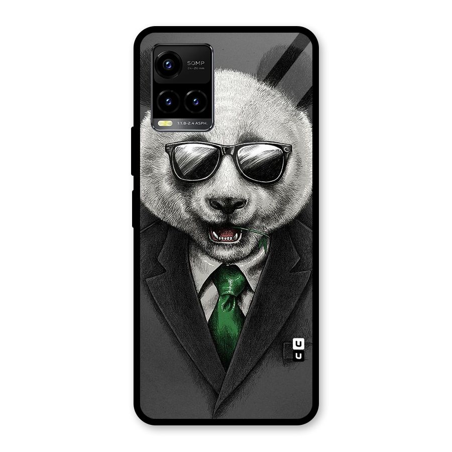 Bear Face Glass Back Case for Vivo Y21A