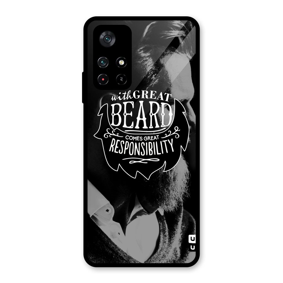 Beard Responsibility Quote Glass Back Case for Poco M4 Pro 5G