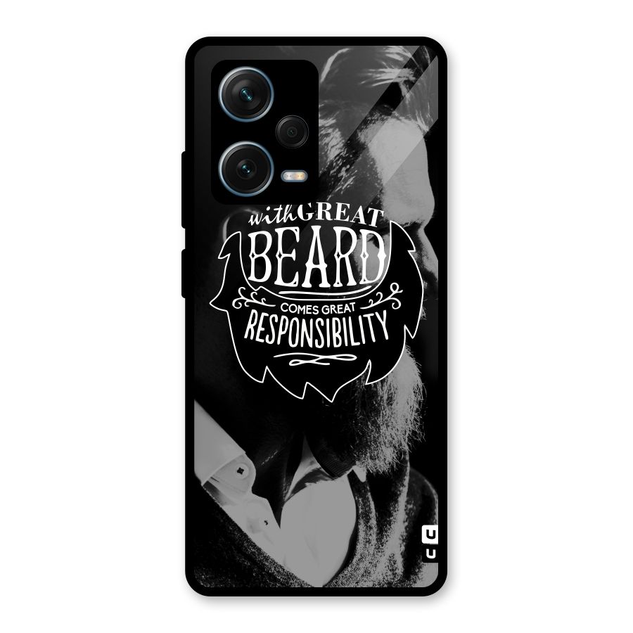 Beard Responsibility Quote Glass Back Case for Redmi Note 12 Pro Plus 5G