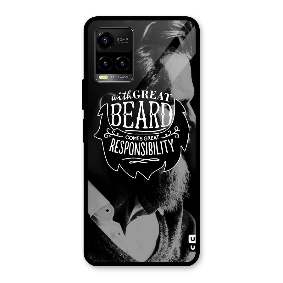 Beard Responsibility Quote Glass Back Case for Vivo Y21A