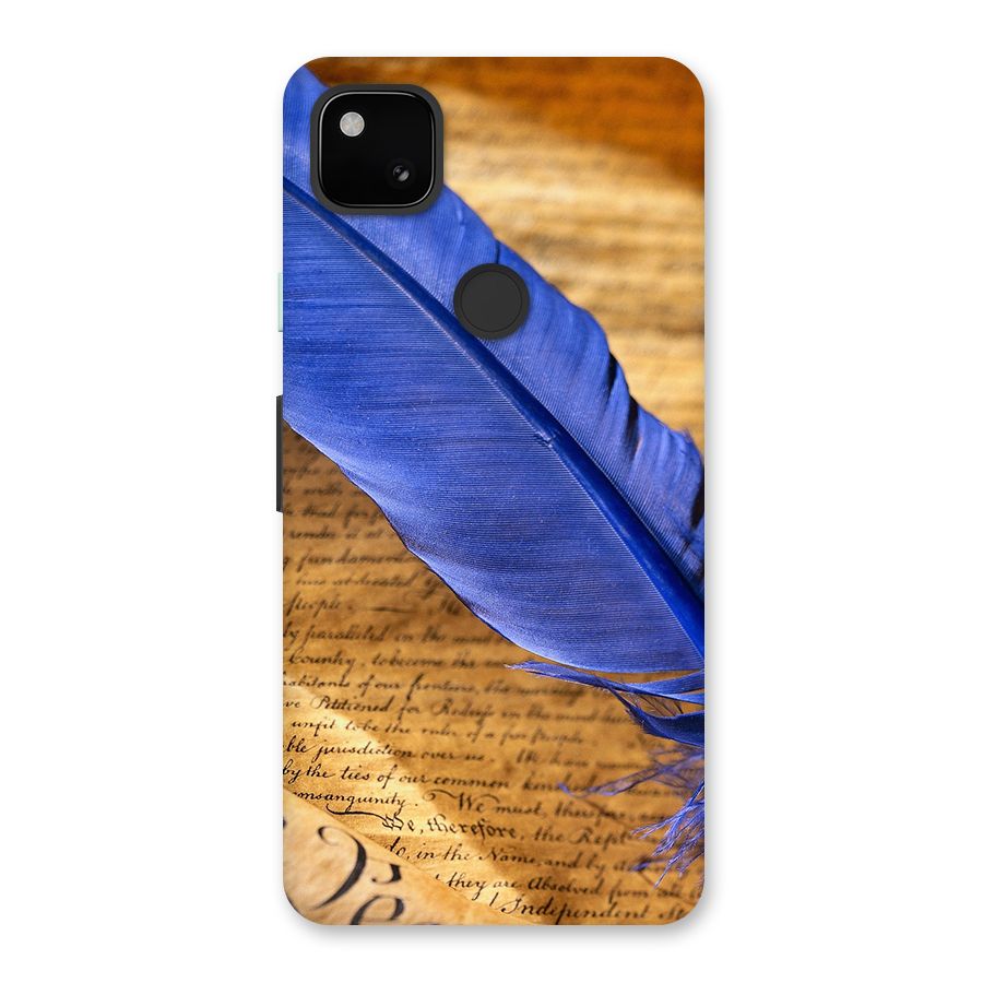 Beautiful Blue Feather Back Case for Google Pixel 4a
